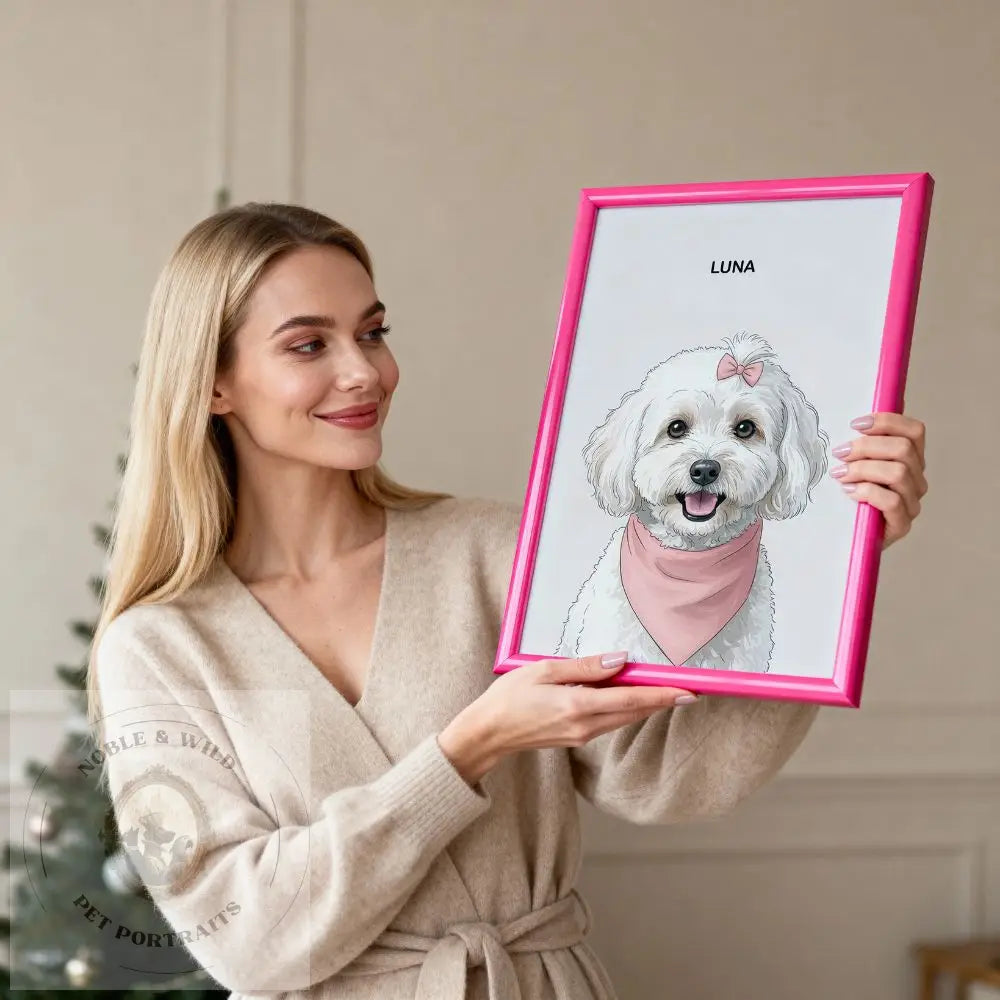 Pawsitive Pixels    - Hand Drawn Custom Portraits (Framed Print  ) - Pawsitive Pixels