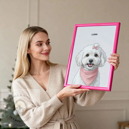 Pawsitive Pixels    - Hand Drawn Custom Portraits (Framed Print  ) - Pawsitive Pixels