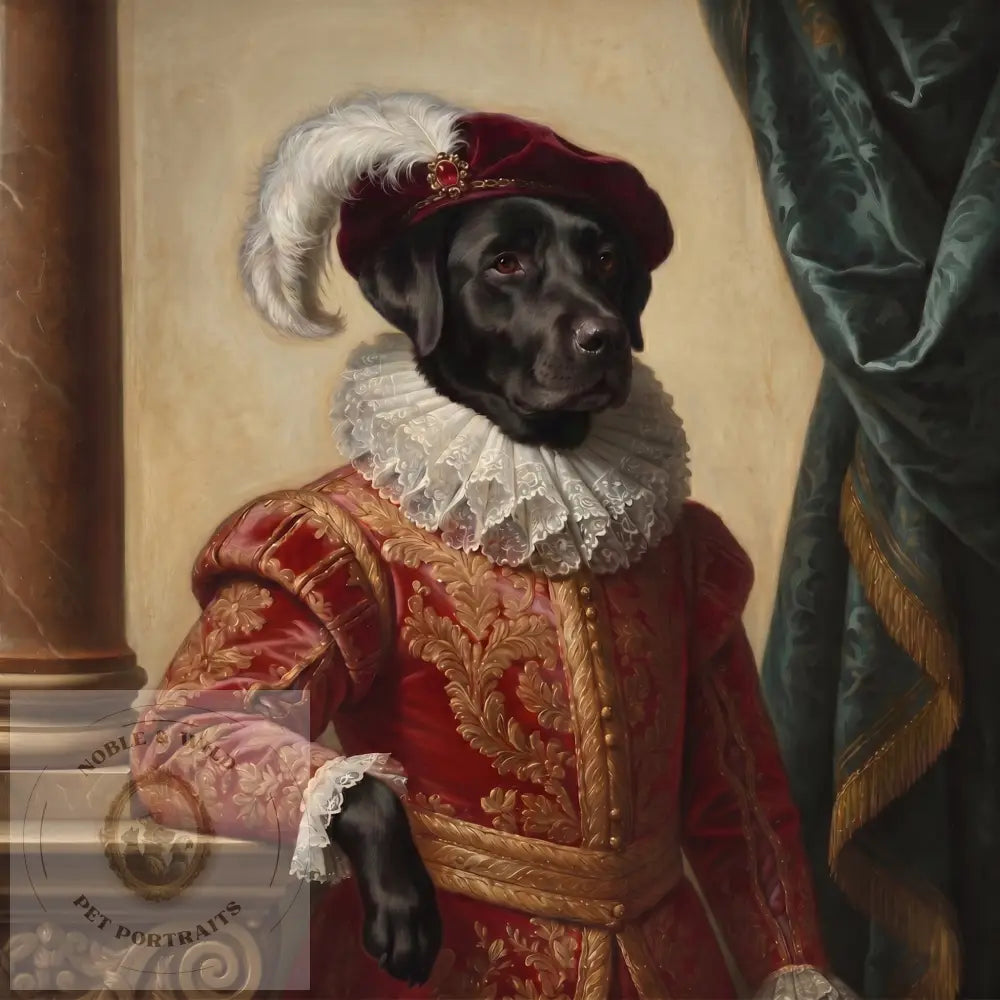 The Crimson Courtier (Framed Print) Dogs and Cats - Framed Print